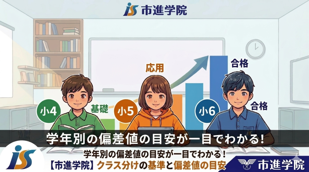 市進学院クラス分けの偏差値基準